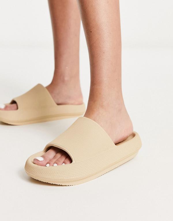 Truffle Collection chunky pool slides in bone-Neutral