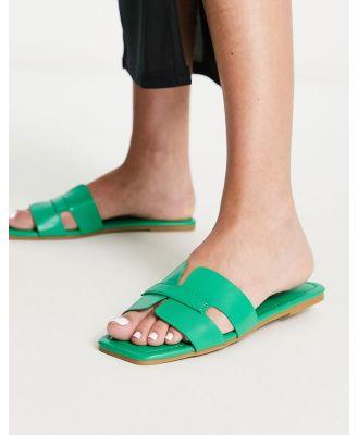 Truffle Collection glam slip on mule sliders in green