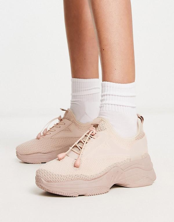 Truffle Collection knitted toggle runner sneakers in pink