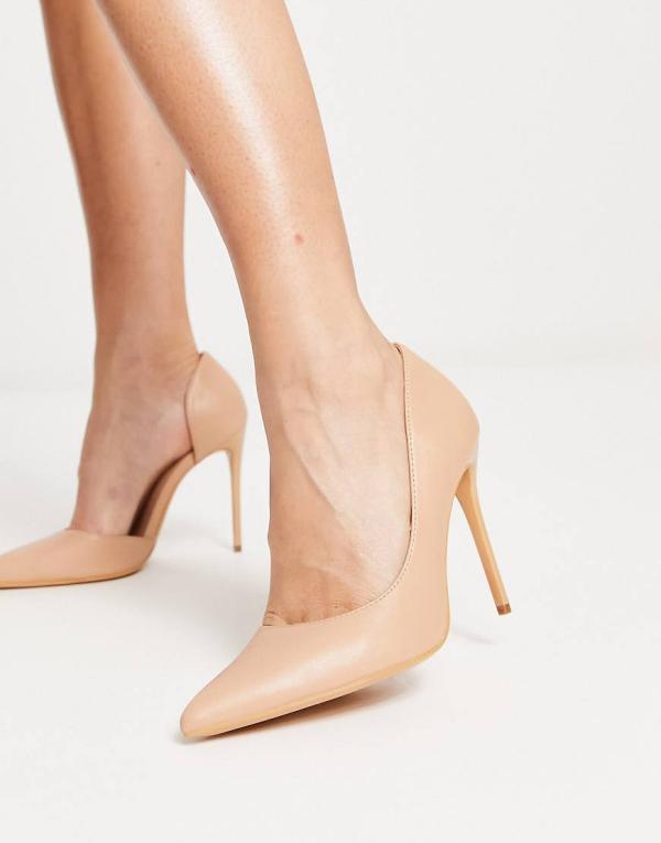 Truffle Collection stiletto heeled court shoes in beige-Neutral