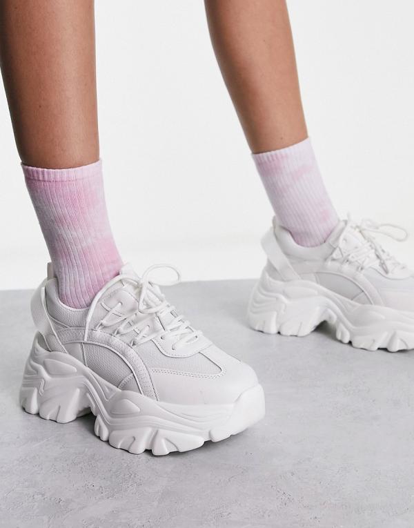 Truffle Collection super chunky sporty lace up sneakers in white