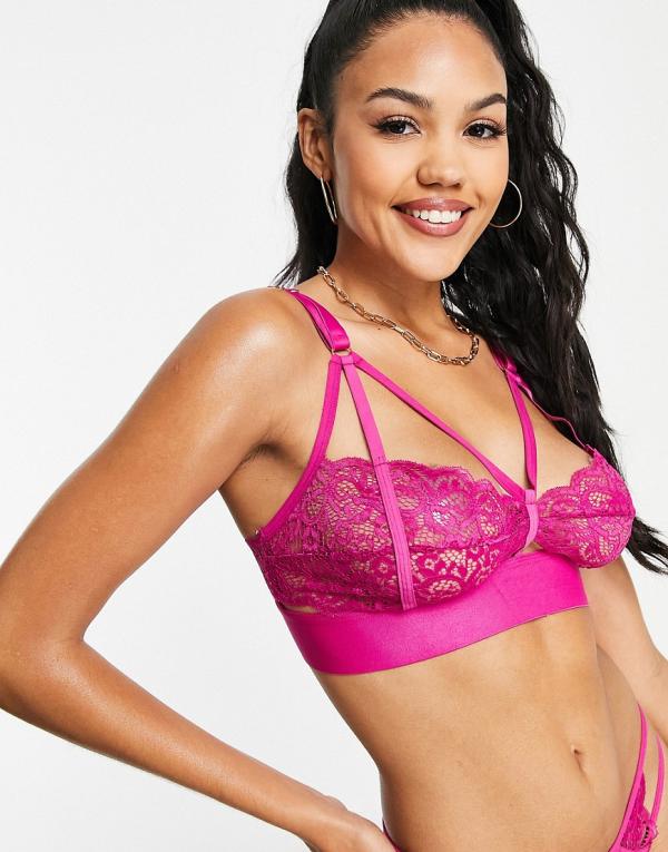 Tutti Rouge Fuller Bust Kennedy strappy semi open cup lace bralet in pink