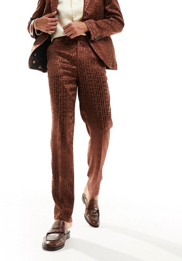 Twisted Tailor Hurston jacquard suit pants in brown