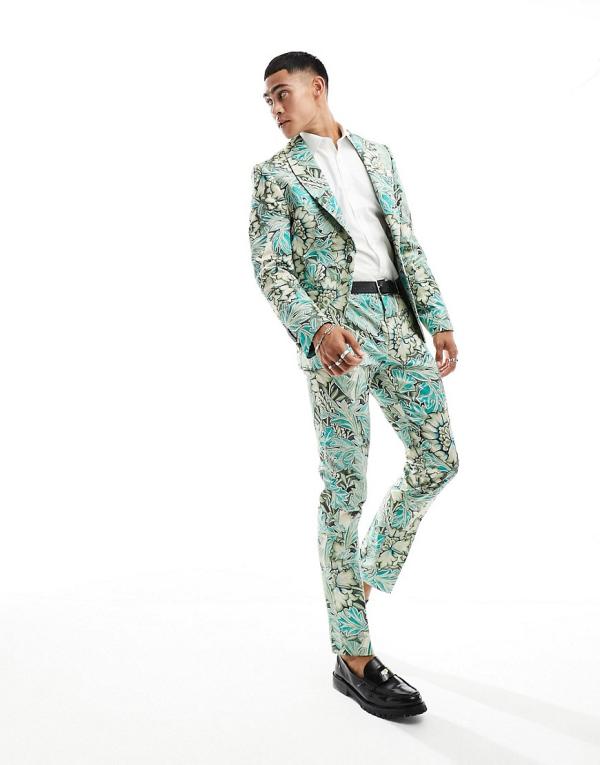 Twisted Tailor Morris floral suit pants in green