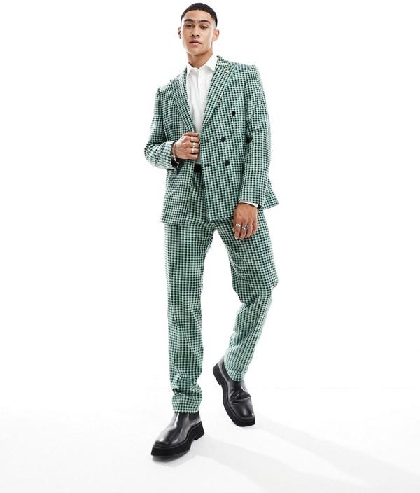 Twisted Tailor Morrison check suit pants in green