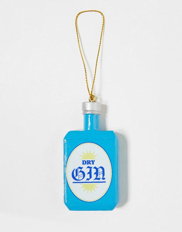 Typo gin bottle Christmas decoration-Multi