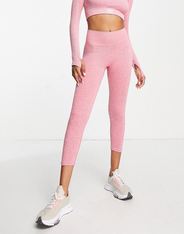 Umbro seamless ribbed leggings in pink marl (part of a set)