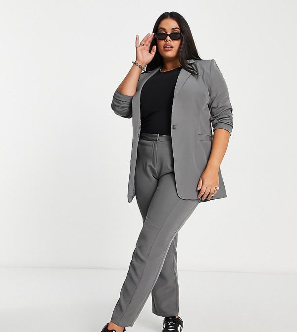Unique21 Hero Plus high waisted tailored pants in grey (part of a set)
