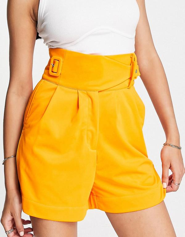 Unique21 high waisted tailored shorts in mango (part of a set)-Orange
