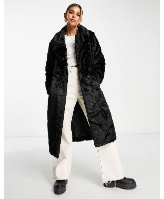 Urban Code longline faux fur coat in black