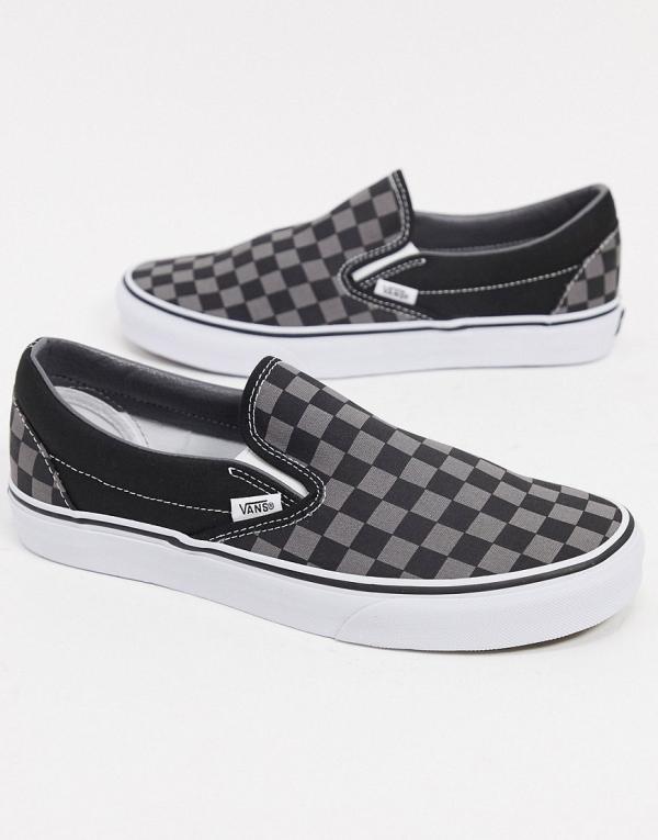 Vans Classic Slip On sneakers in black and grey checkerboard