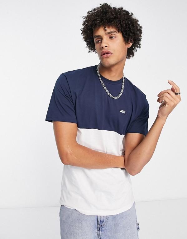 Vans colourblock t-shirt in white navy