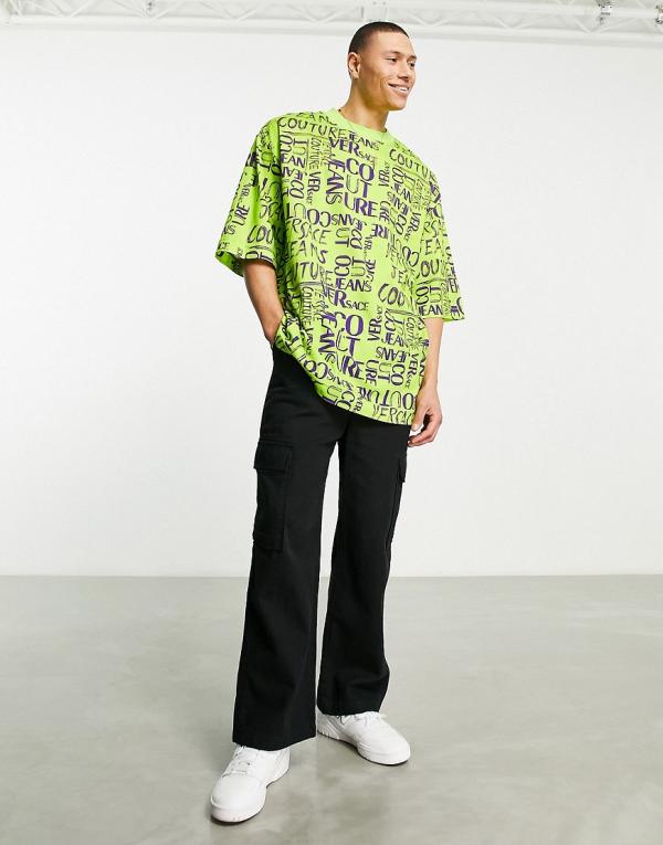Versace Jeans Couture doodle print oversized t-shirt in green