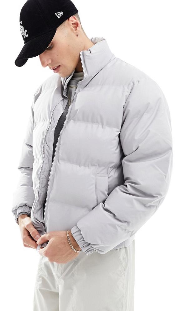 Weekday Cole puffer jacket in light grey