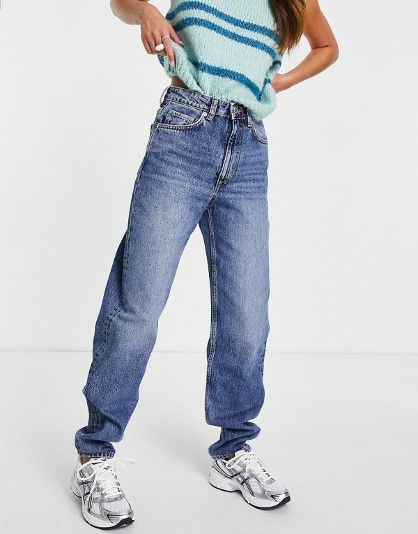 Weekday Lash extra high waist mom jeans in winter blue