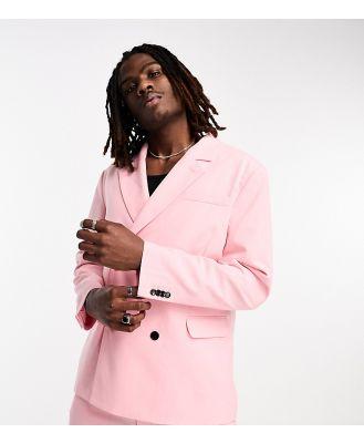 Weekday Leo double breasted blazer in mid pink exclusive to ASOS (part of a set)