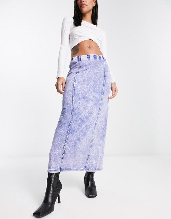Weekday Need pencil midi skirt in denim wash (part of a set)-Blue