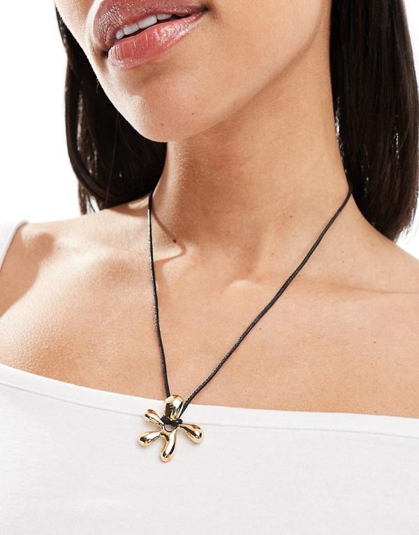 Whistles abstract floral cord necklace in gold