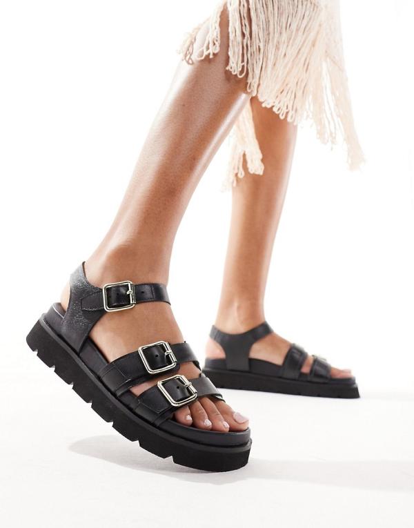 Whistles Jemma triple buckle sandals in black