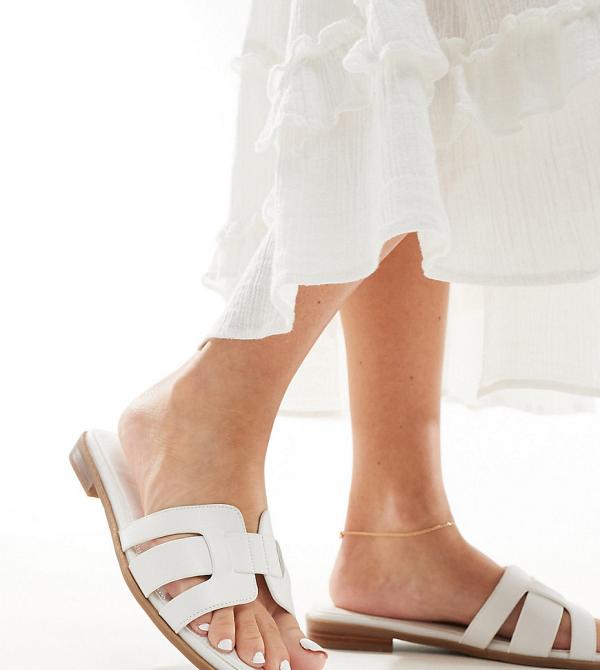 Yours slip on sandals in white