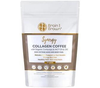 BRAIN AND BRAWN Collagen Coffee Synergy (Organic Cordyceps & MCT C8 & C10) Sachets 15g x 7 Pack