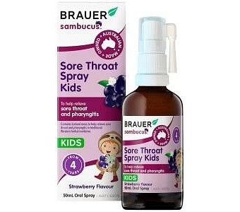 BRAUER Sambucus Kids Sore Throat Spray Strawberry Flavour Oral Spray 50ml