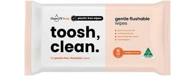 Cleanlife Toosh Clean Flushable Plastic Free Wipes 80pk