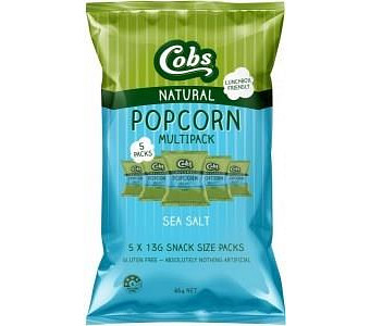 Cobs Natural Popcorn Multipack Sea Salt  G/F (5Pk) 10x65g