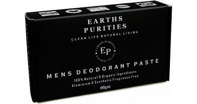 Earths Purities Mens Natural Deodorant Paste with Applicator 60g