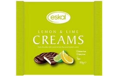 Eskal Dark Choc Creams Lemon & Lime G/F 90g