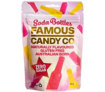 Famous Candy Co Sugar Free All Natural Soda Bottles G/F 8x70g