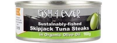 Fish 4 Ever Azores Skipjack Tuna Steaks in Organic Olive Oil 160g