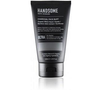 Handsome Men's Organic Skincare Charcoal Face Buff Witch Hazel/Kaolin/Bamboo Extract/Sunflower 125ml