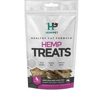 Hemp Pet Coat Care Support Ocean Nibbles NZ Hoki Fish Hemp Infused Treats for Cats 70g