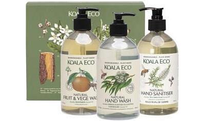 Koala Eco Gift Pack Clean & Safe Sanitiser, H/Wash, Fruit Veg Wash 3pk