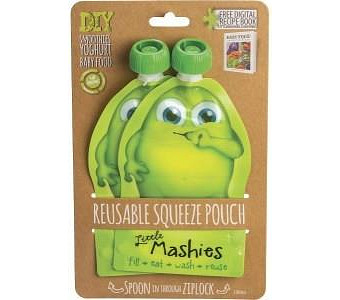 Little Mashies Reusable Squeeze Pouch Green 2x130ml