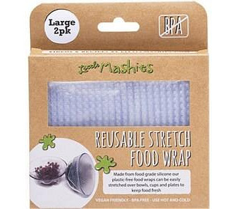 Little Mashies Reusable Stretch Silicone Food Wrap L (25cm x 25cm) 2pk