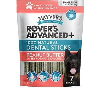 Mayvers Rover's Advanced+ Dental Sticks Peanut Butter, Sweet Potato & Calcium (5Pack) 150g