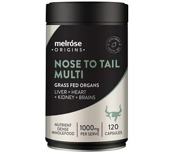 MELROSE ORIGINS Nose To Tail Multi (Grass Fed Organs 1000mg: Liver + Heart + Kidney + Brains) 120c