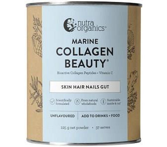 NUTRA ORGANICS Marine Collagen Beauty with Bioactive Collagen Peptides + Vitamin C Unflavoured 225g