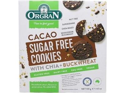 Orgran Cacao Sugar Free Cookies with Chia & Buckwheat 130g