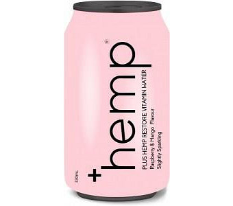 Plus Hemp Restore Vitamin Water Raspberry & Mango Flavour 12x330ml Cans