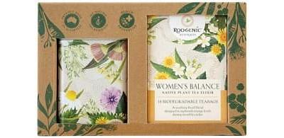 ROOGENIC AUSTRALIA Gift Box Women's Balance (Native Plant Tea Elixir) x 18 Tea Bags with Womens Tin