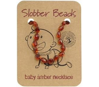 Slobber Beads Baby Cognac Oval Necklace