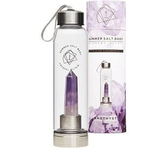 Summer Salt Body Crystal Elixir Glass Water Bottle Amethyst 550ml