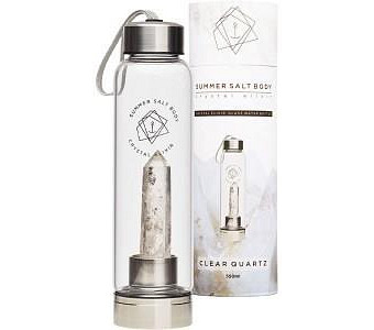 Summer Salt Body Crystal Elixir Glass Water Bottle Clear Quartz 550ml