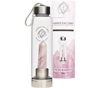 Summer Salt Body Crystal Elixir Glass Water Bottle Rose Quartz 550ml