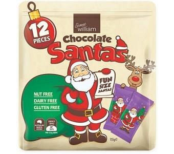 Sweet William Chocolate Santas 12 Mulitpack G/F 155g