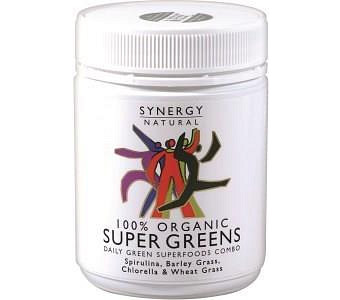 SYNERGY NATURAL Organic Super Greens (Spirulina, Chlorella, Barley Grass & Wheat Grass) Powder 200g