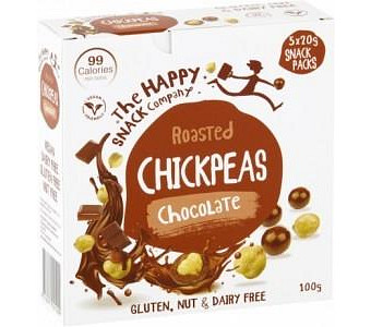 The Happy Snack Company Chickpeas D/Free Chocolate (5x20g) Snack Packs G/F 100g